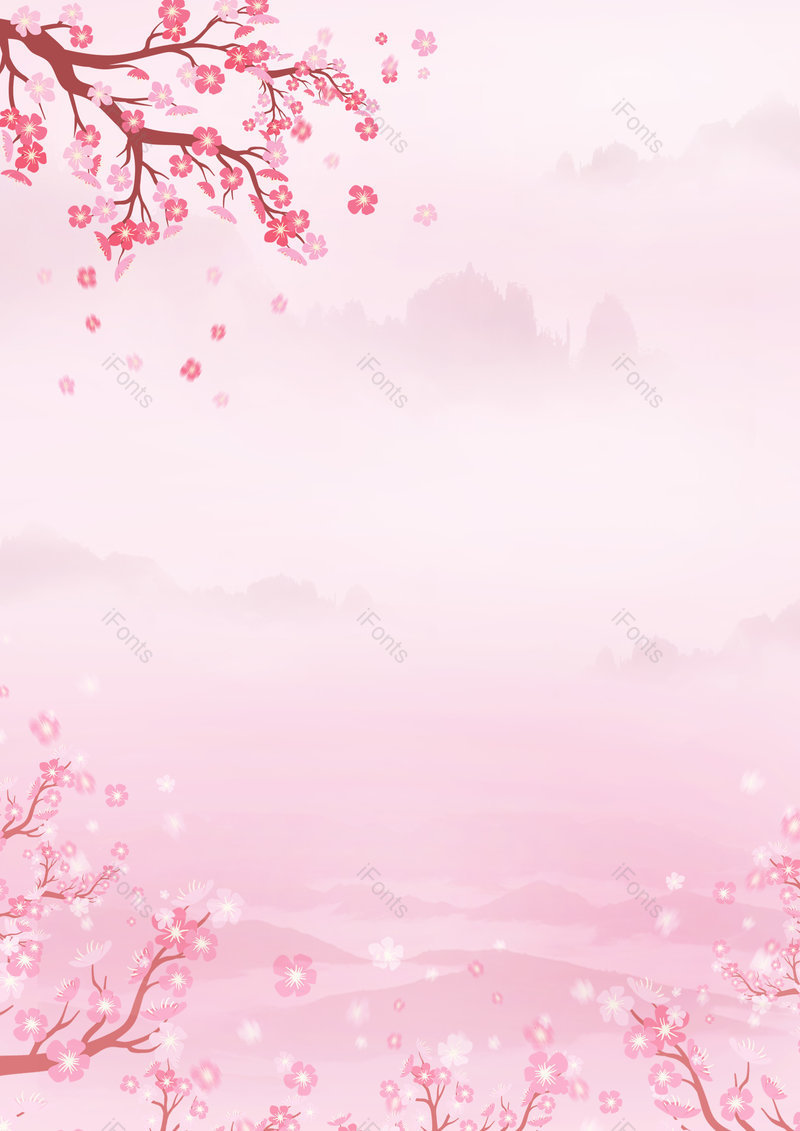 粉色水墨小清新樱花节樱花山水背景,插画/手绘图,插画/手绘图库,插画/手绘图下载,插画/手绘